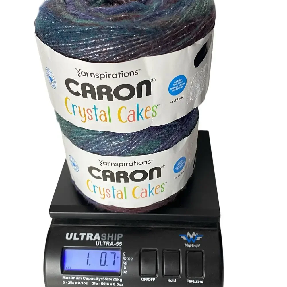 Caron Crystal Cakes Yarn Hummingbird Blue Purple Metallic Discontinued Lot of 2